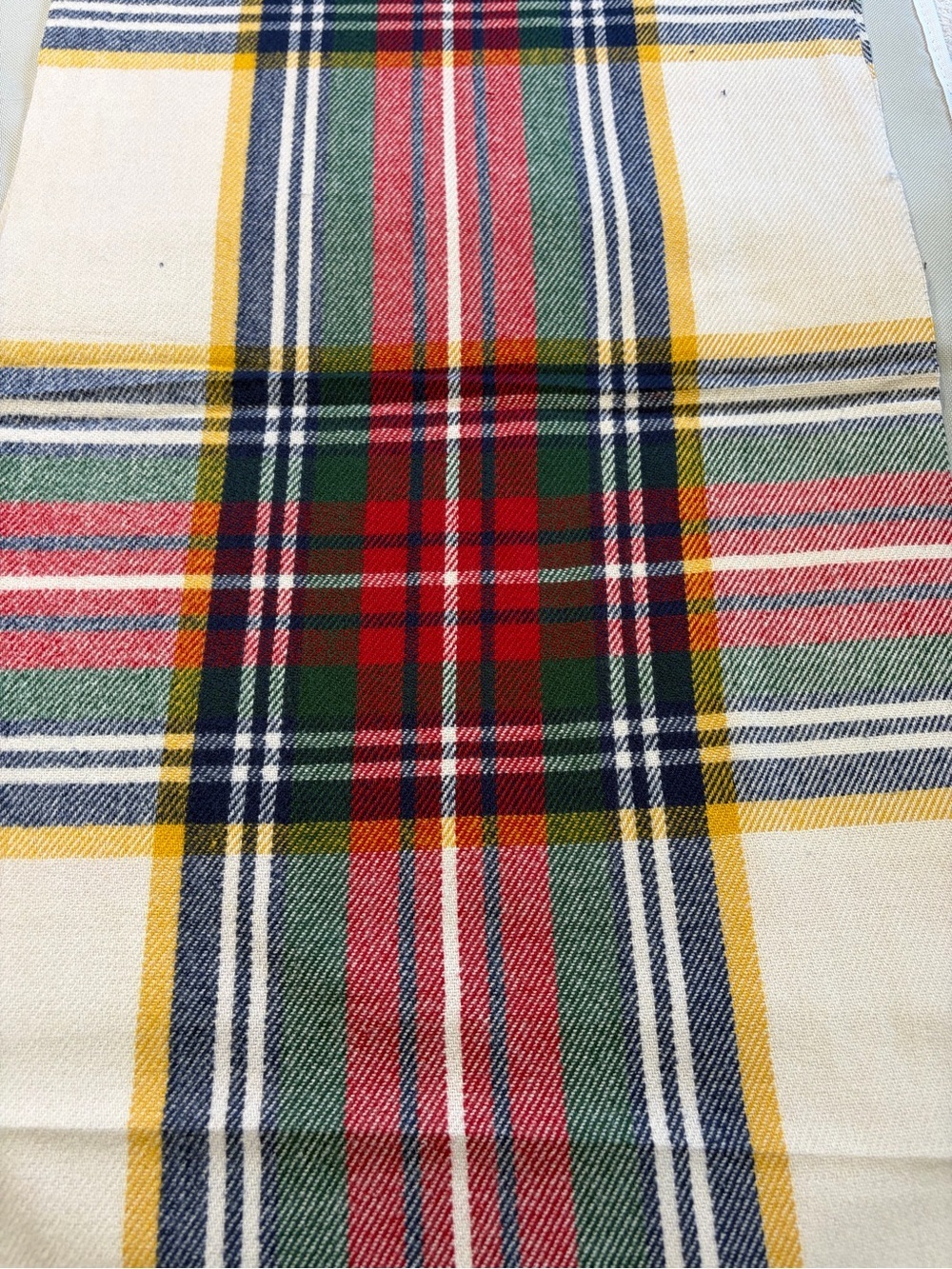 NWT Plaid Fringe Knit Soft Scarf in Cream, Green & Red - Picture 4 of 4